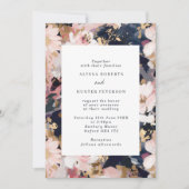 Invitation Abstrait Painterly Blush & Navy Floral Mariage (Devant)