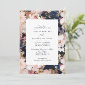 Invitation Abstrait Painterly Blush & Navy Floral Mariage (Debout devant)