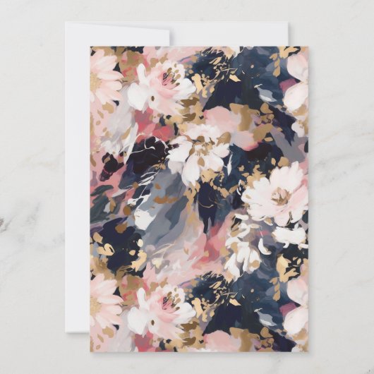Invitation Abstrait Painterly Blush & Navy Floral Mariage (Dos)