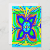 Invitation Abstrait Papillon Flower Doodle Turquoise Lime (Dos)