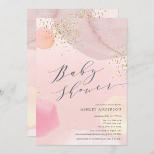 Invitation Abstrait Pastel Circles Baby shower fille