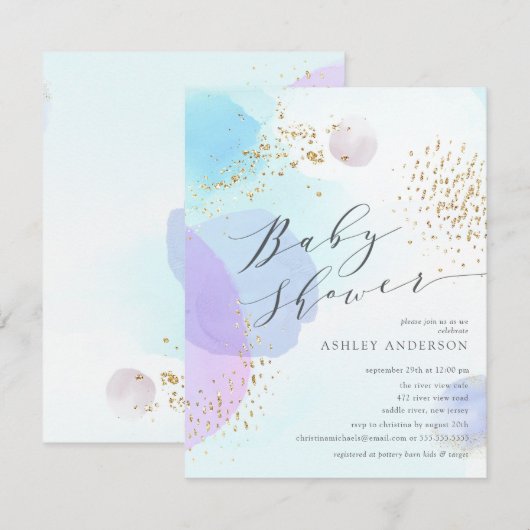 Invitation Abstrait Pastel Circles Baby shower garçon (Devant / Derrière)