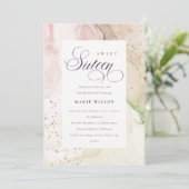 Invitation Abstrait Pastel Dusky Pink Green Sweet 16 Annivers (Debout devant)