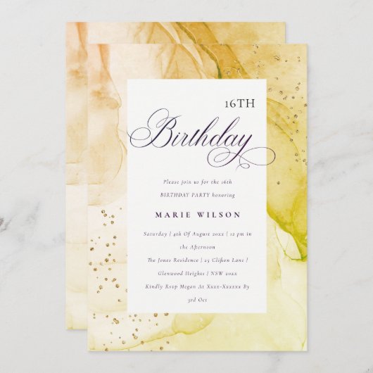 Invitation Abstrait Pastel Earthy Lime Green N'importe quel â (Devant / Derrière)