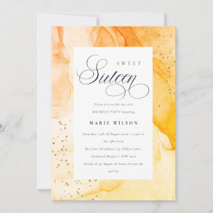 Invitation Abstrait Pastel Jaune Orange Douce 16 Anniversaire