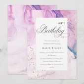 Invitation Abstrait Pastel Purple Bleu Turquoise N'Importe Qu (Devant / Derrière)