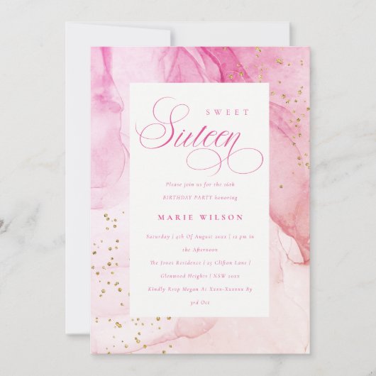 Invitation Abstrait Pastel rose pourpre doux 16 Anniversaire (Devant)