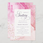 Invitation Abstrait Pastel rose pourpre doux 16 Anniversaire (Devant / Derrière)