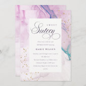 Invitation Abstrait Pastel violet Turquoise bleu doux 16 Anni (Devant / Derrière)