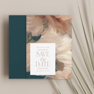 Invitation Abstrait peint crème turquoise moderne terre cuite