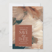 Invitation Abstrait peint crème turquoise moderne terre cuite (Devant)