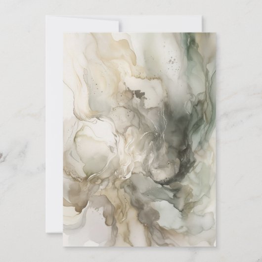 Invitation Abstrait Peint moderne Sage Mariage vert (Dos)