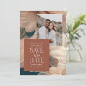 Invitation Abstrait peint turquoise moderne terracotta chic p (Debout devant)