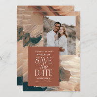 Abstrait peint turquoise moderne terracotta chic p