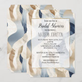 Invitation Abstrait Plage Sable Mer Océan Crème Bleue (Devant / Derrière)