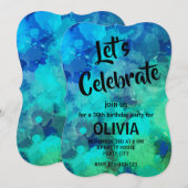 Invitation Abstrait Purple Blue Alcohol Enk 30e anniversaire (Devant / Derrière)