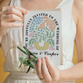 Invitation Abstrait Retro Bright Colorful Floral Mariage