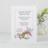 Invitation Abstrait rose violet vert ornithologique brunes po (Debout devant)