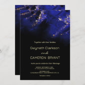 Invitation Abstrait Royal Blue et Gold Alcohol (Devant / Derrière)