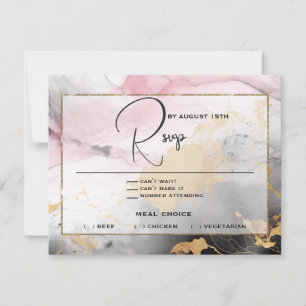 Invitation Abstrait RSVP Black Gold Rose rose