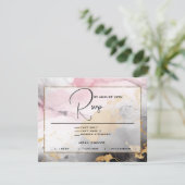 Invitation Abstrait RSVP Black Gold Rose rose (Debout devant)