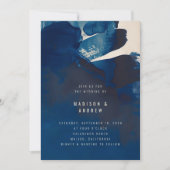 Invitation Abstrait Unique Marine Mariage de peinture d'encre (Devant)