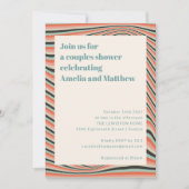 Invitation Abstrait Vagues Aqua Peach Couples Douche (Devant)