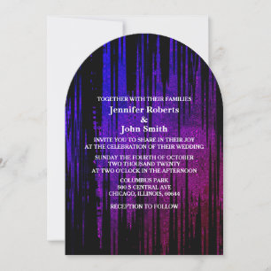 Invitation Abstrait Violet Bleu Noir Artsy Mariage élégant