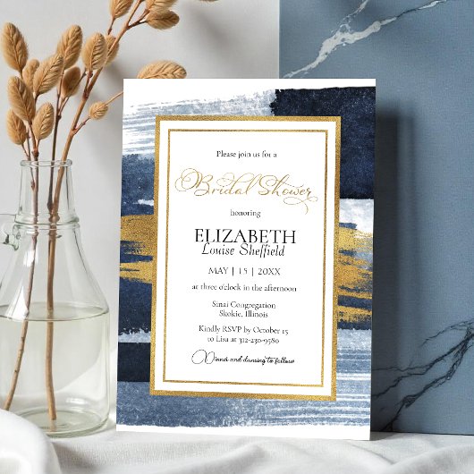 Invitation Abstraite à la douche nuptiale | Gold N