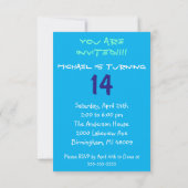 Invitation Abstraite à la fête du 14e anniversaire (Dos)