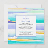 Invitation Abstraite aqua tropicale ligne de marée photo mari (Devant)