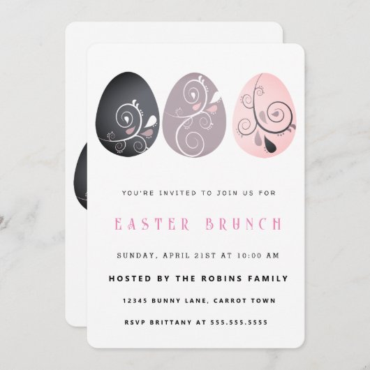 Invitation Abstraite aux oeufs de Pâques (Devant / Derrière)