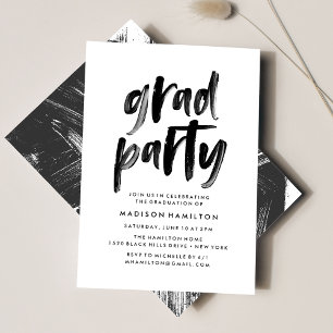 Invitation Abstraite Black and White Graduation Party