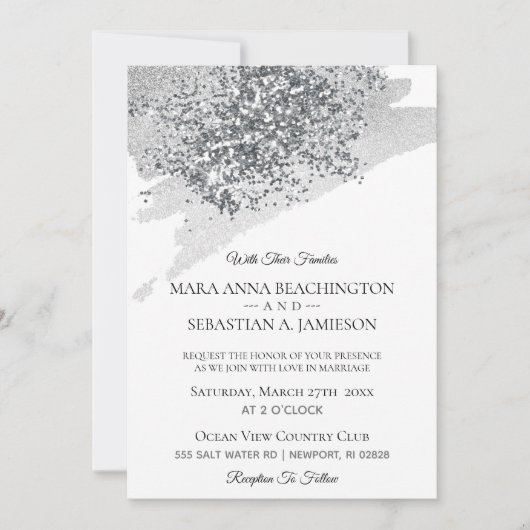 Invitation *~* Abstraite brosse gris pointe Parties scintilla (Devant)