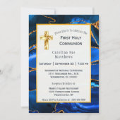 Invitation Abstraite couleur d'aquarelle d'Agate bleu (Devant)