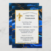 Invitation Abstraite couleur d'aquarelle d'Agate bleu (Devant / Derrière)