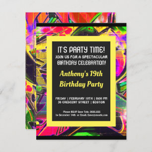 Invitation abstraite d'anniversaire de lettres de