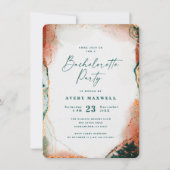 Invitation Abstraite Dark Turquoise & Copper Bachelorette Par (Devant)