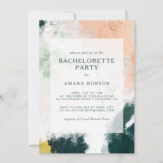 Invitation Abstraite de la Bachelorette Colorée (Devant)