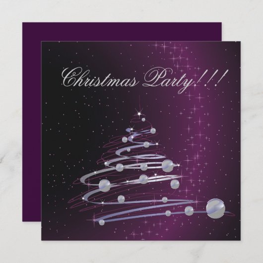Invitation Abstraite de Noël Arbre pourpre (Devant / Derrière)