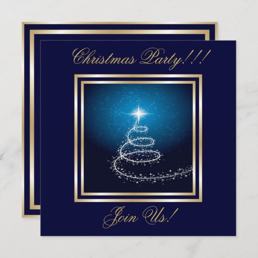 Invitation Abstraite de Noël Tree Party Bleu (Devant / Derrière)