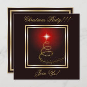 Invitation Abstraite de Noël Tree Party Red (Devant / Derrière)