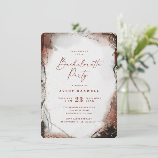 Invitation Abstraite Ethereal Burnt Orange Bachelorette Party (Debout devant)