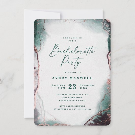 Invitation Abstraite Ethereal Green Bachelorette Party (Devant)