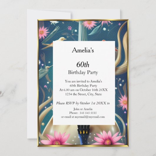 Invitation Abstraite fête d'anniversaire bleu (Devant)