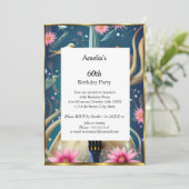 Invitation Abstraite fête d'anniversaire bleu (Debout devant)