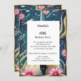 Invitation Abstraite fête d'anniversaire bleu
