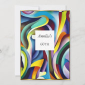 Invitation Abstraite fête d'anniversaire rouge bleu turquoise (Dos)