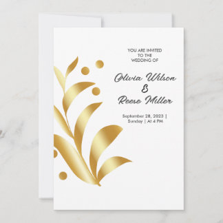 Invitation Abstraite Feuilles D'Or