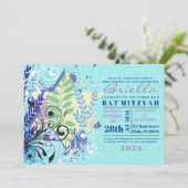 Invitation ABSTRAITE FLORAL STAR Turquoise (Debout devant)